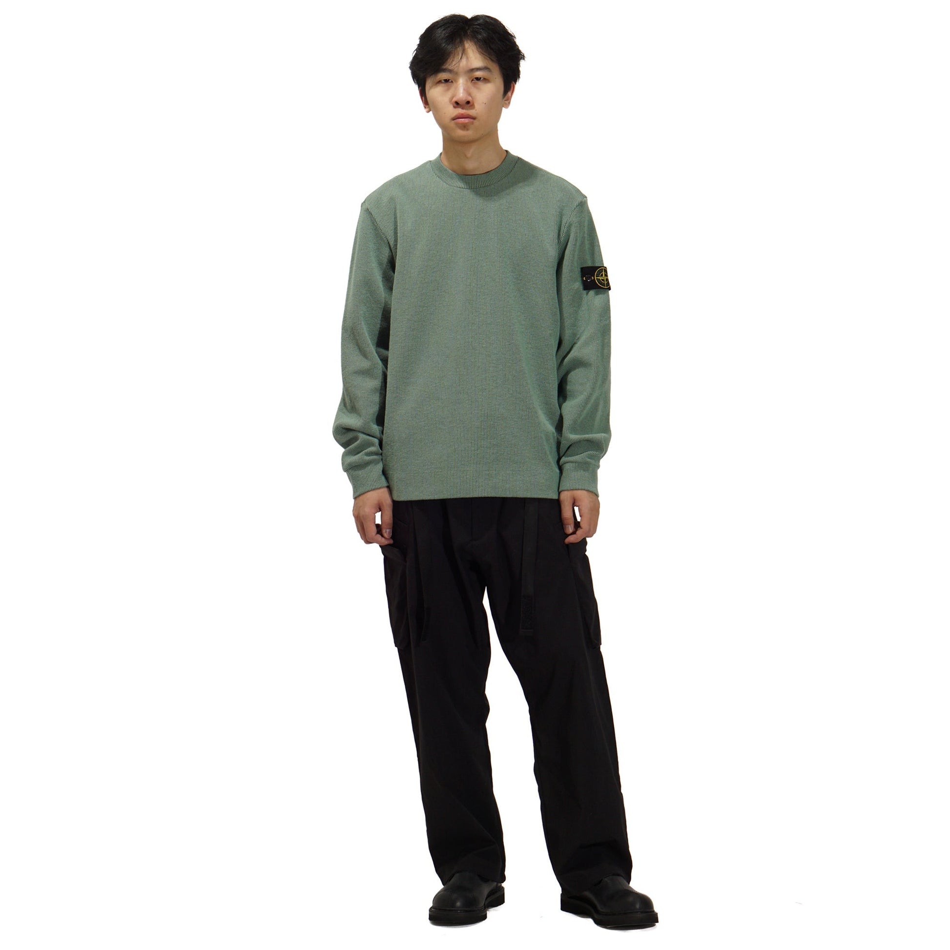 NYLON JERSEY CREWNECK SWEATSHIRT "LIGHT GREEN" - PLG