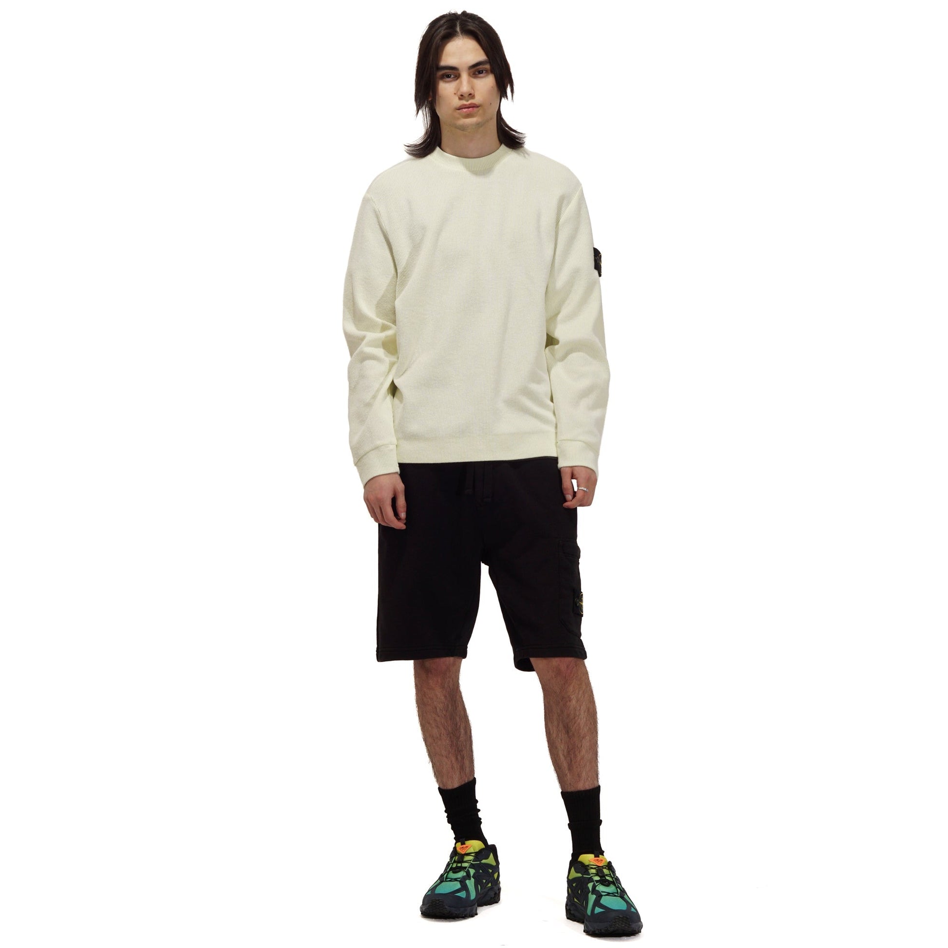 NYLON JERSEY CREWNECK SWEATSHIRT "WHITE" - PLG