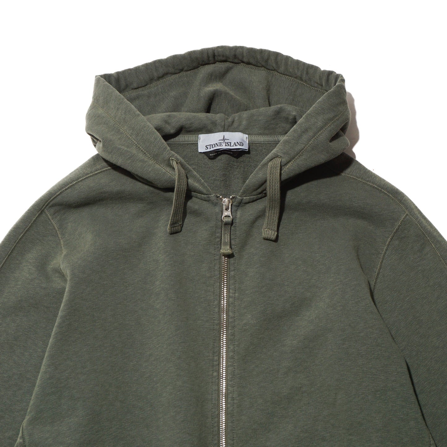 ‘OLD’ TREATMENT HOODED FULL ZIPPER SWEATSHIRT "MUSK" - PLG