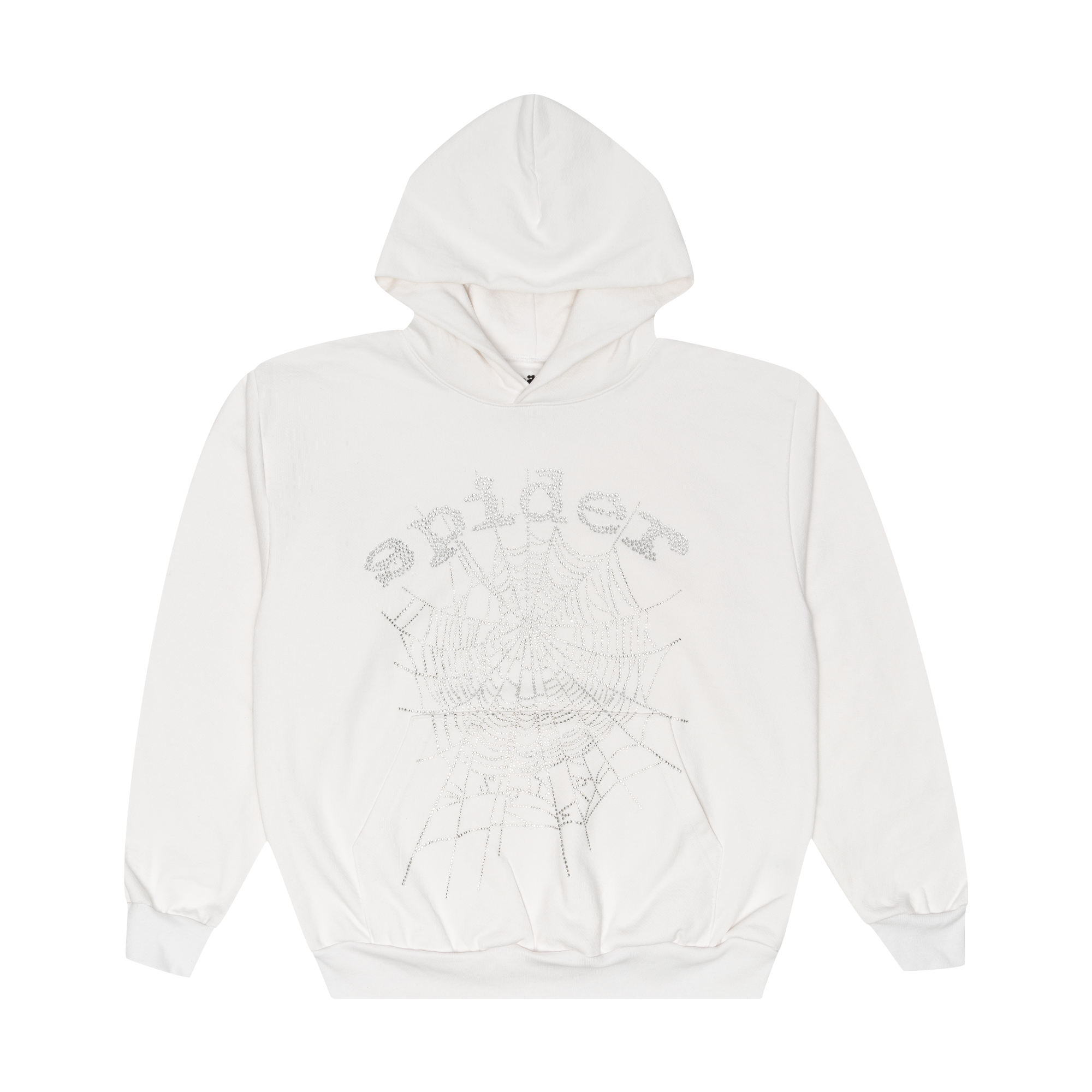 Spider Worldwide OG Rhinestone Logo Hoodie White - PLG