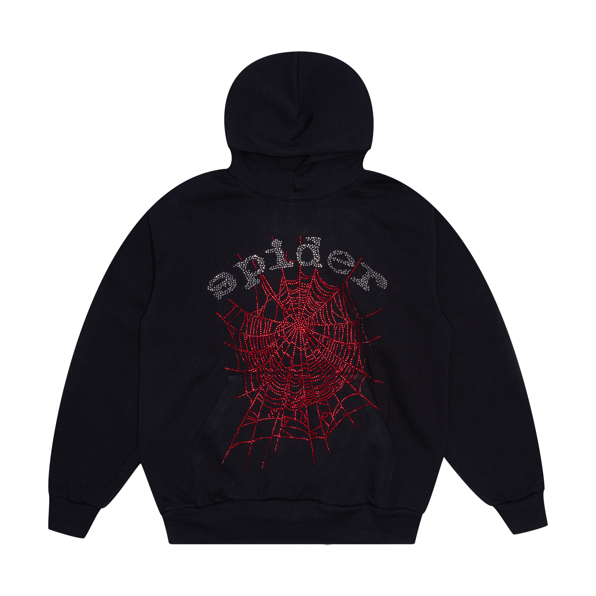 Spider Worldwide OG Rhinestone Logo Hoodie Black - PLG